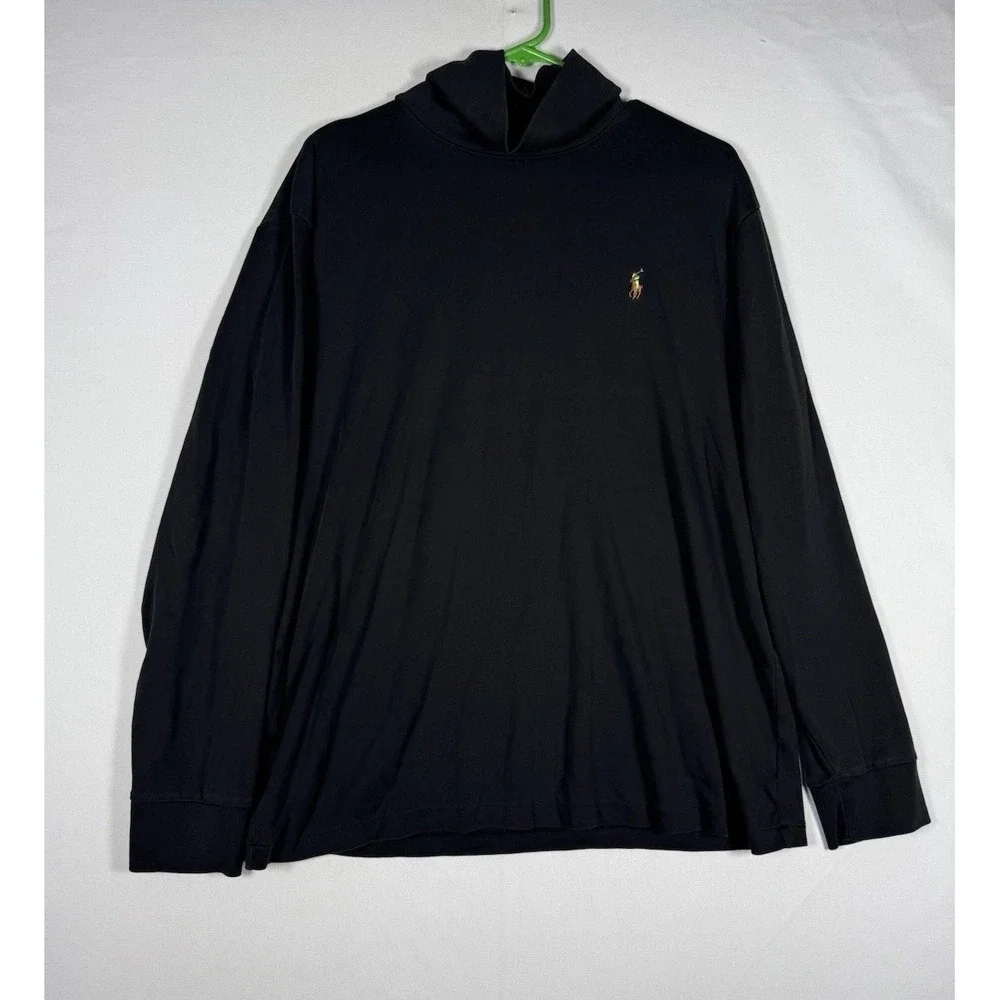 Polo Ralph Lauren Turtleneck Long Sleeve Shirt Men's XL Black Flesh Pony Casual