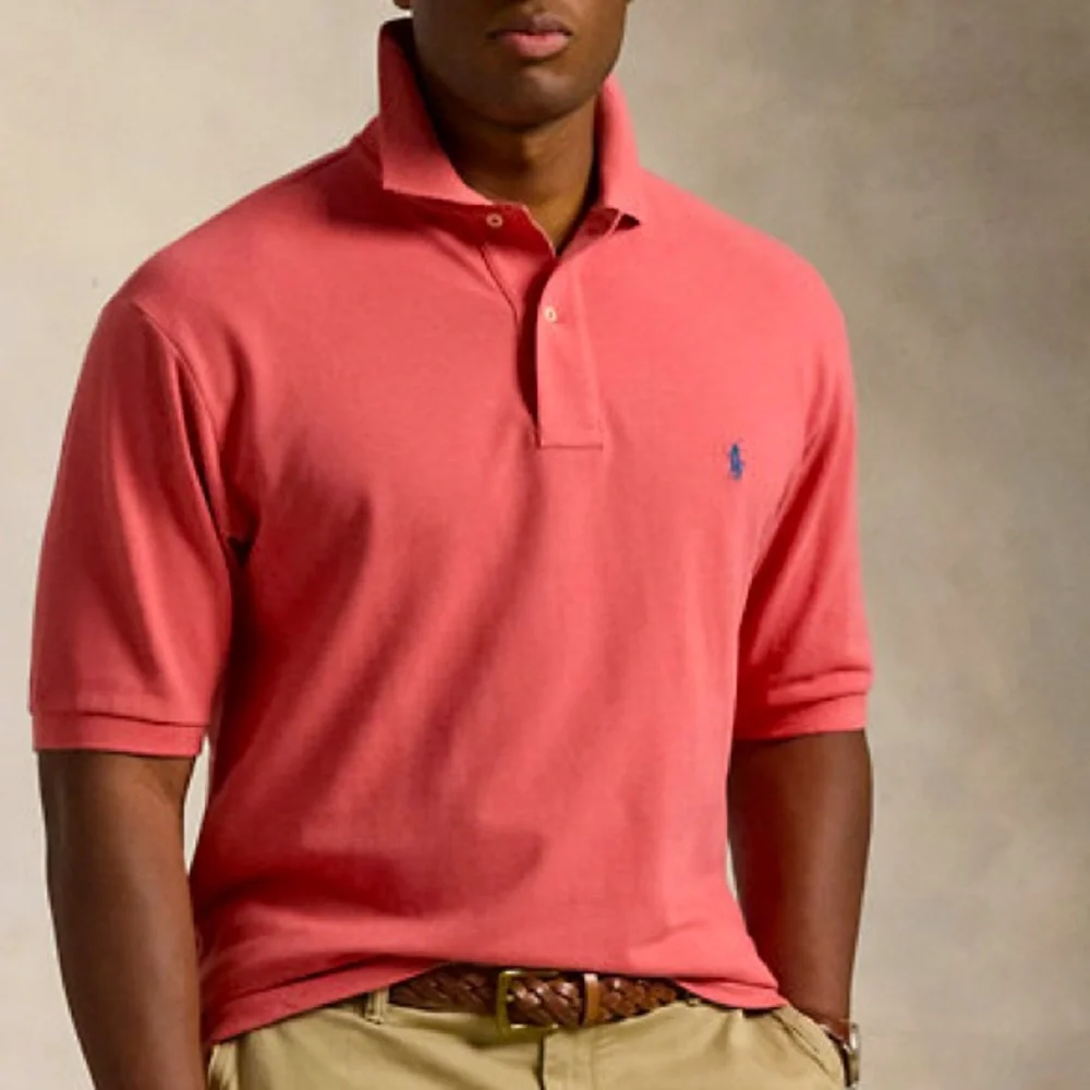 Ralph Lauren Men’s Coral Pink Embroidered Logo Cotton‎ Iconic Mesh Polo Size XL