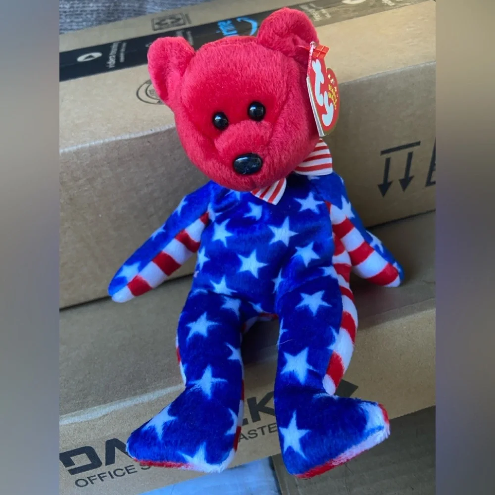 TY beanie baby red white and blue Stars and Stripes Fourth of July