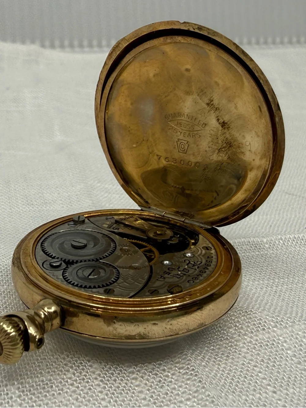 VICTORIAN 1911 Elgin Grade 320 7J Sz 0 Pendant Watch - Rare Dial+Diamond Design