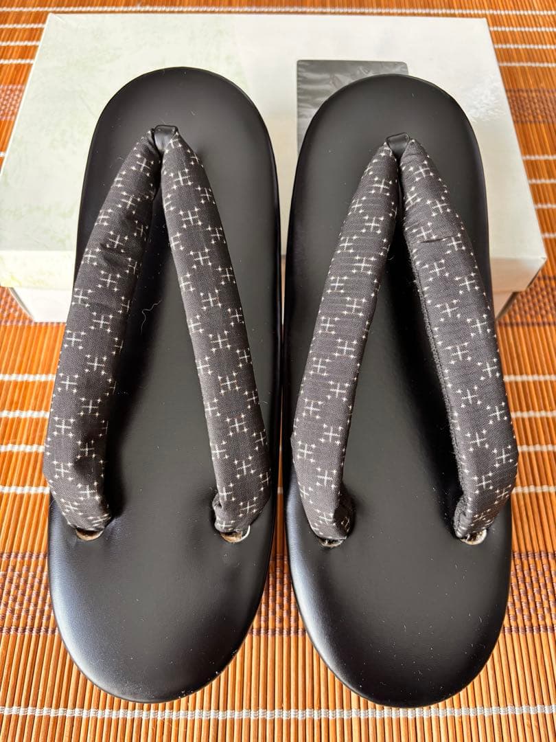 Japanese traditional sandals (Zori) - Black strap, thick strap, approx. 24cm size, two-layered sole