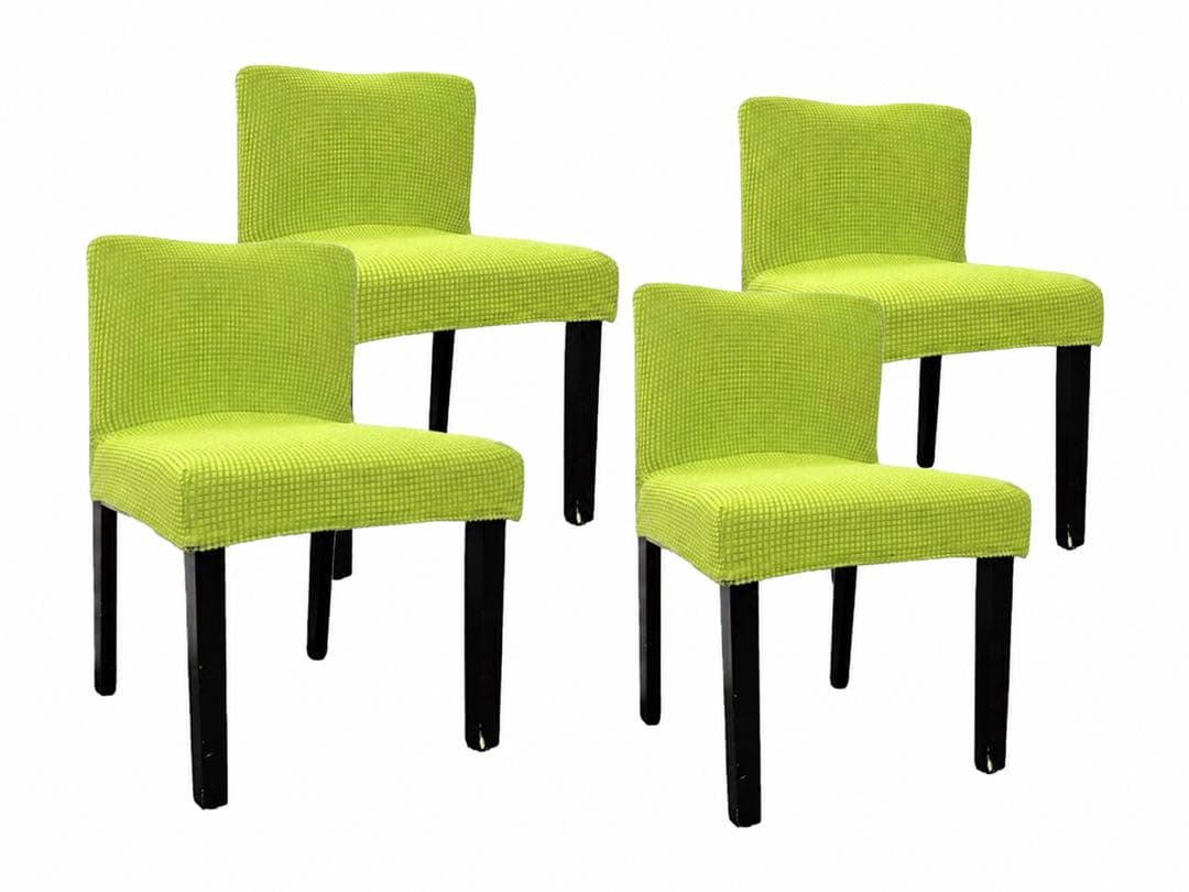 Rib Knit Fabric Chair Covers, 4-Piece Set, Green