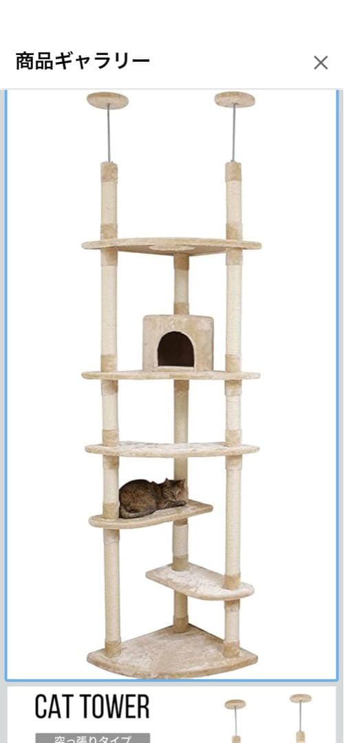 Tension Rod Cat Tower, Height 211cm