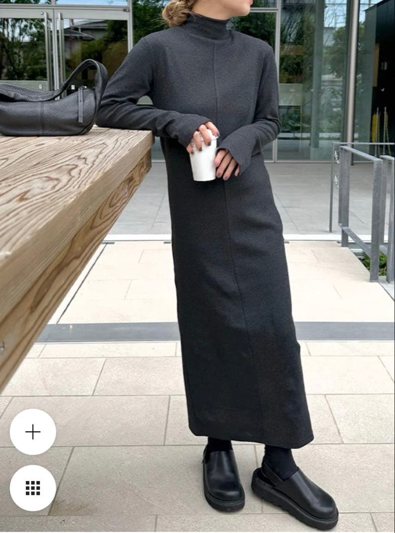 Finger Sleeve Petite High Rib Knit Dress