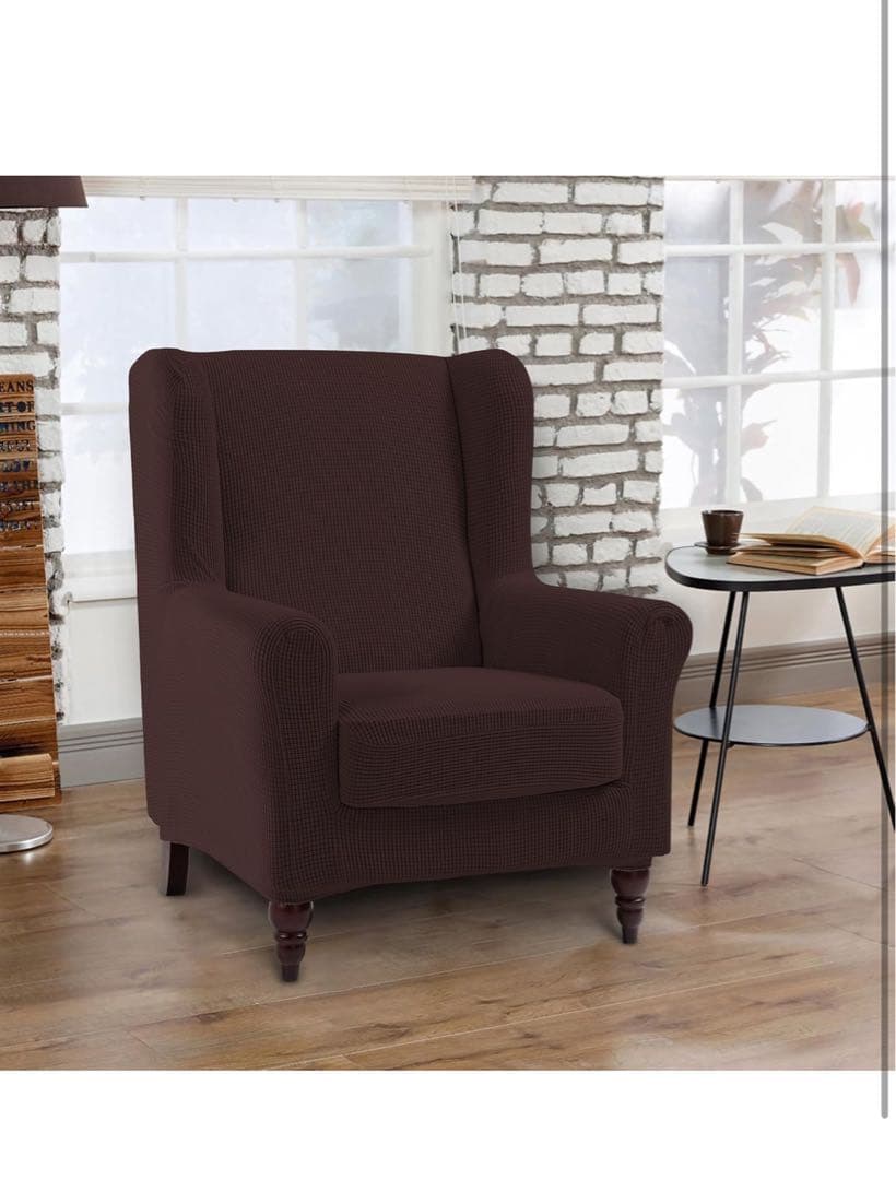 TIANSHU Wing Chair Cover with Arms, Chocolate