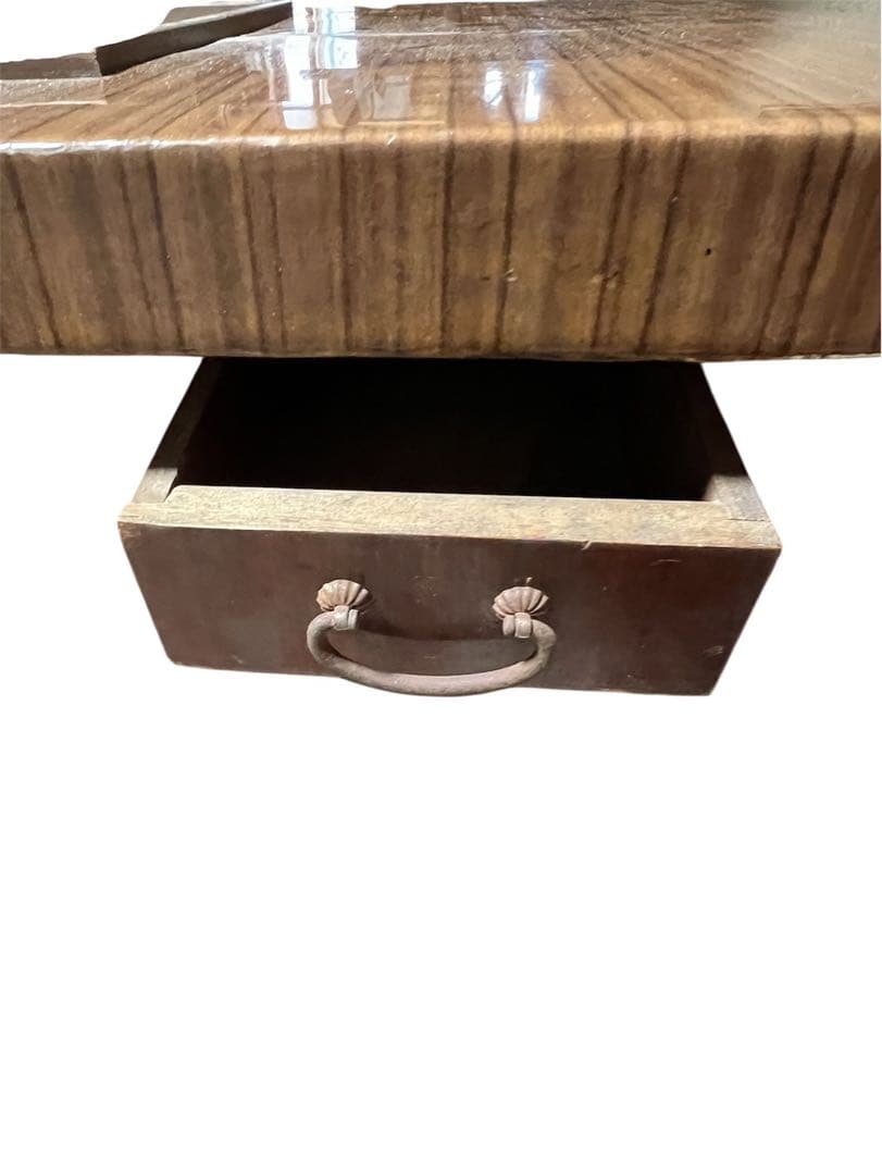 Wooden Square Hibachi Table with Drawer, Irori