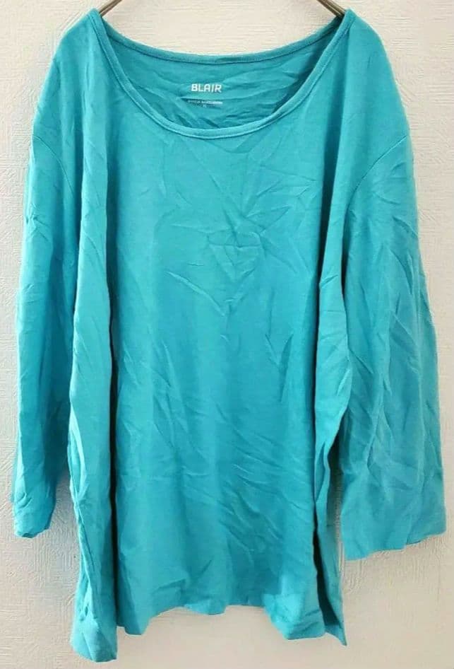 BLAIR 5-Sleeve/7-Sleeve Top Turquoise [XL] Simple Style